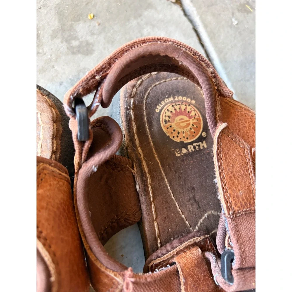 Earth Spirit Gelron 2000 Mens Brown Leather Fisherman Sandals Strappy Hiking 10